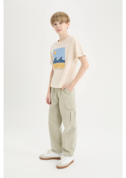 Erkek Çocuk Loose Fit Standart Paça Gofre Dokulu Pantolon D7794A825SP fırsatları