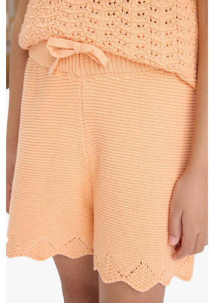 Kız Çocuk Beli Lastikli Triko Şort E6517A825HS