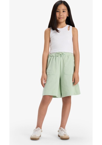 Kız Çocuk Beli Lastikli Basic Düz Şort B0847A825HS