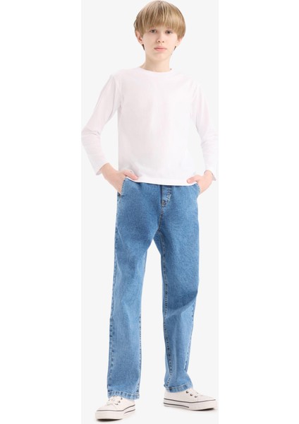 Erkek Çocuk Straight Fit Esnek Bantlı Paça Jean Pantolon E1051A825SP fiyatları