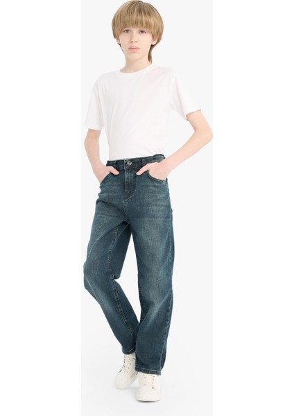 Erkek Çocuk Straight Fit Düz Paça Jean Pantolon D7087A825SP