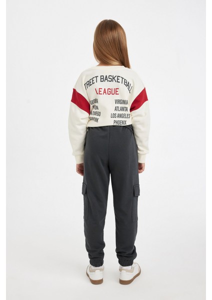 Kız Çocuk Kargo Cepli Beli Paçası Lastikli Jogger Eşofman Altı D3202A824WN