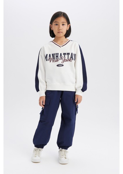 Kız Çocuk Paraşüt Kargo Jogger Paça Pamuklu Pantolon D7608A825SP indirimleri