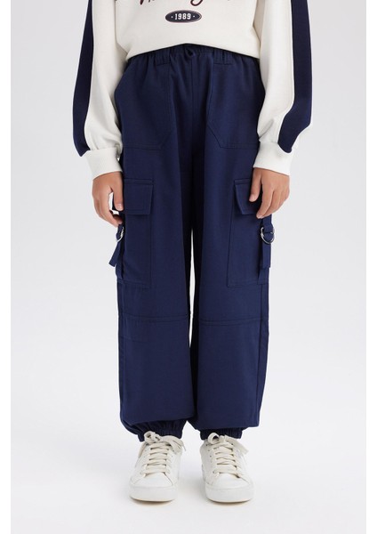 Kız Çocuk Paraşüt Kargo Jogger Paça Pamuklu Pantolon D7608A825SP