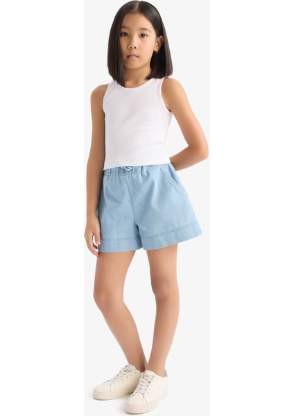 Kız Çocuk Beli Lastikli Jean Şort B6386A825SM fiyatları