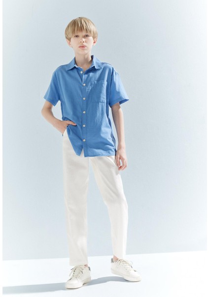 Erkek Çocuk Carrot Fit Standart Paça Keten Görünümlü Pantolon E5828A825SM