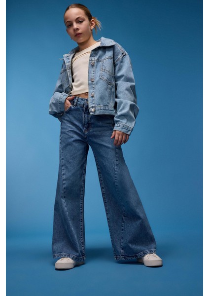 Kız Çocuk Wide Leg Geniş Bol Paça Jean Pantolon D9697A825SM