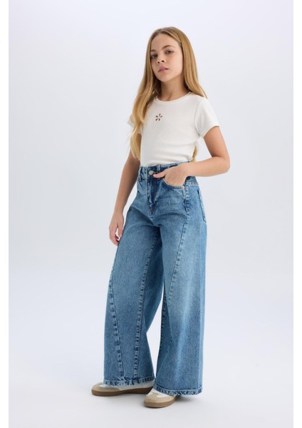 Kız Çocuk Wide Leg Geniş Bol Paça Jean Pantolon D9697A825SM indirimleri