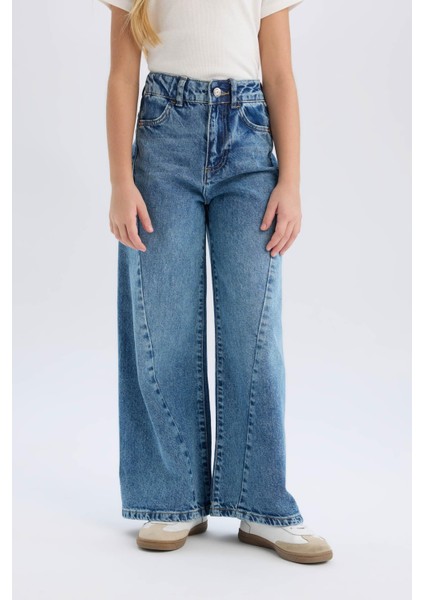 Kız Çocuk Wide Leg Geniş Bol Paça Jean Pantolon D9697A825SM