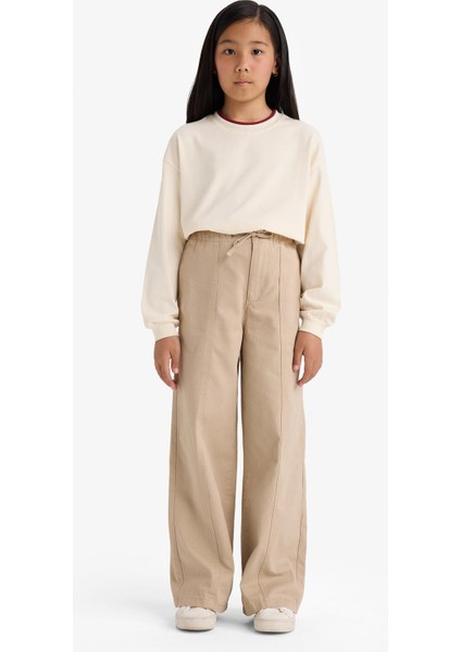 Kız Çocuk Wide Leg Geniş Paça Pamuklu Okul Pantolonu modelleri
