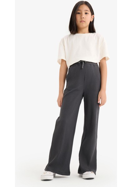 Kız Çocuk Beli Lastikli Fitilli Wide LegGeniş Paça Pantolon E1836A825SM modelleri