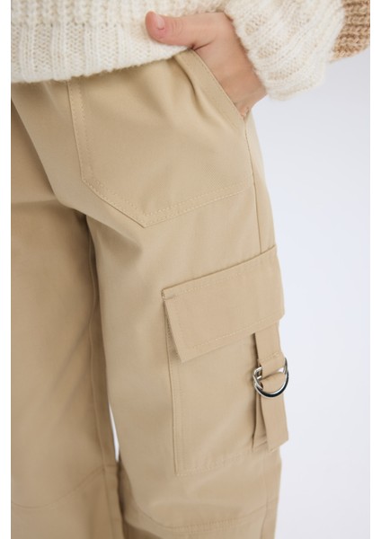 Kız Çocuk Paraşüt Kargo Jogger Paça Pamuklu Pantolon D7608A825SP indirimleri