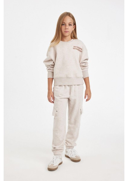 Kız Çocuk Kargo Cepli Beli Paçası Lastikli Jogger Eşofman Altı