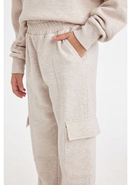 Kız Çocuk Kargo Cepli Beli Paçası Lastikli Jogger Eşofman Altı