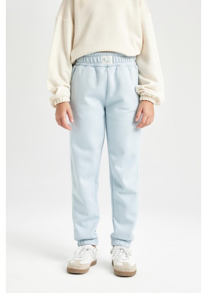 Kız Çocuk Standart Fit Beli Paçası Lastikli Basic Düz Jogger Eşofman Altı D3206A824WN fırsatları