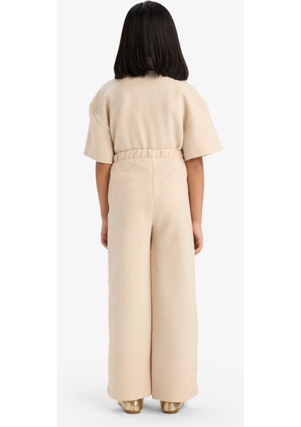 Kız Çocuk Beli Lastikli Wide Leg Geniş Bol Paça Bürümcük Pantolon E1103A825SP