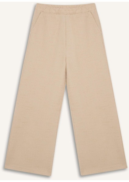 Kız Çocuk Beli Lastikli Wide Leg Geniş Bol Paça Bürümcük Pantolon E1103A825SP