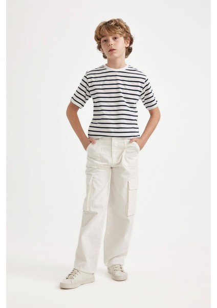 Erkek Çocuk Kargo Fit Düz Paça Jean Pantolon B5744A824SM fırsatları