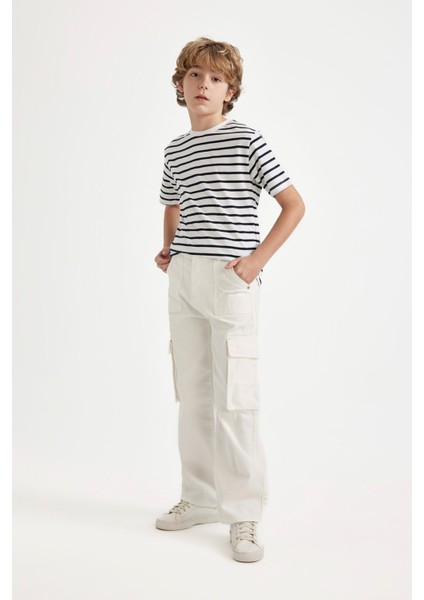 Erkek Çocuk Kargo Fit Düz Paça Jean Pantolon B5744A824SM