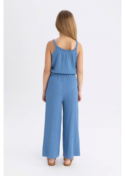 Kız Çocuk Wide Leg Geniş Bol Paça Beli Lastikli Bürümcük Pantolon C5372A824SM indirimleri