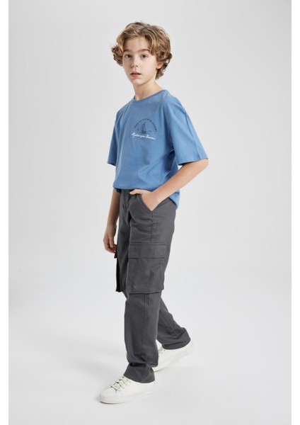 Erkek Çocuk Kargo Fit Standart Paça Twill Pantolon B7162A824SP modelleri
