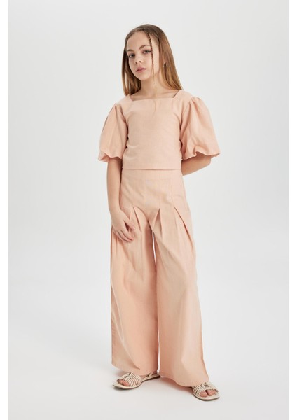 Kız Çocuk Wide Leg Geniş Bol Paça Pamuklu Pantolon C0448A824SP modelleri