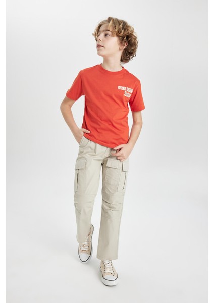 Erkek Çocuk Kargo Cepli Düz Paça Gabardin Pantolon B5924A824SP