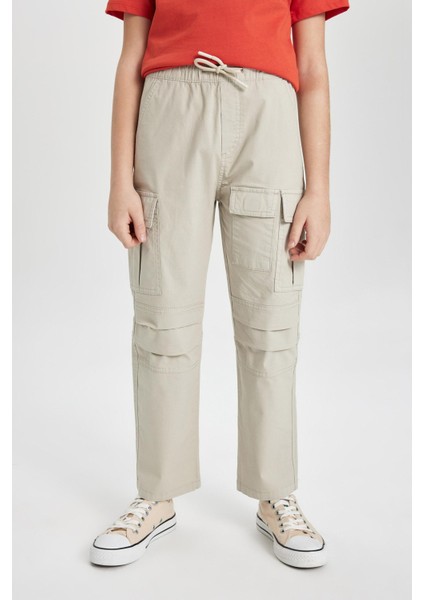 Erkek Çocuk Kargo Cepli Düz Paça Gabardin Pantolon B5924A824SP fırsatları