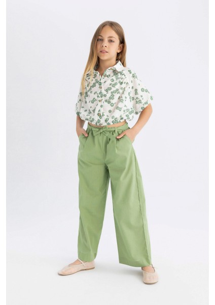 Kız Çocuk Wide Leg Geniş Paça Pamuklu Pantolon B5045A824HS