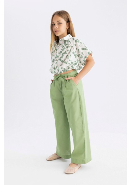 Kız Çocuk Wide Leg Geniş Paça Pamuklu Pantolon B5045A824HS modelleri