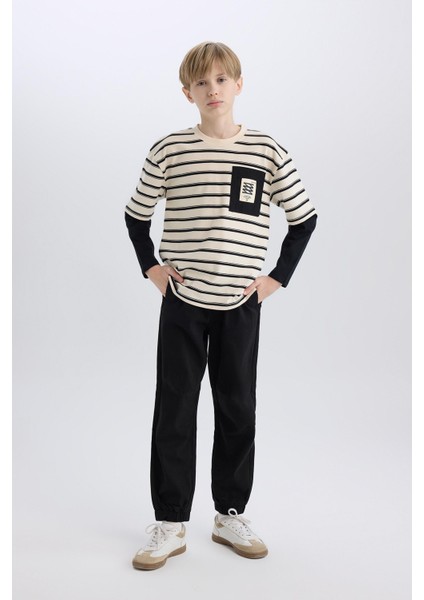 Erkek Çocuk Jogger Fit Jogger Paça Gabardin Pantolon B6713A825SM