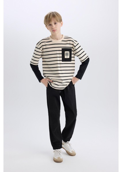 Erkek Çocuk Jogger Fit Jogger Paça Gabardin Pantolon B6713A825SM fiyatları