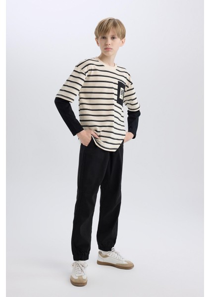 Erkek Çocuk Jogger Fit Jogger Paça Gabardin Pantolon B6713A825SM modelleri