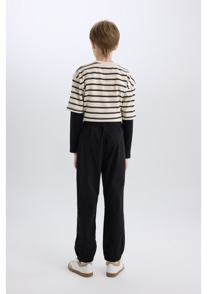 Erkek Çocuk Jogger Fit Jogger Paça Gabardin Pantolon B6713A825SM