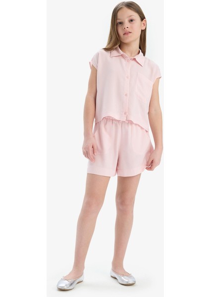 Kız Çocuk Beli Lastikli Viskon Şort D7616A825HS