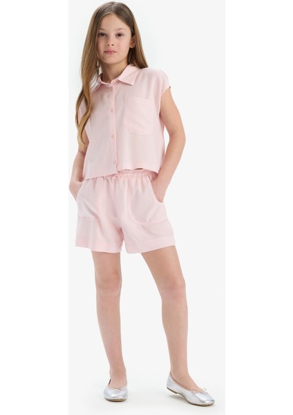 Kız Çocuk Beli Lastikli Viskon Şort D7616A825HS modelleri