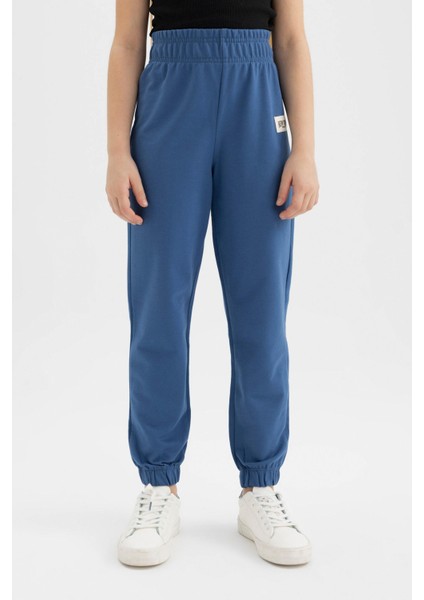 Kız Çocuk Dokuma Etiketli Beli ve Paçası Lastikli Jogger Eşofman Altı C4594A824SM fırsatları