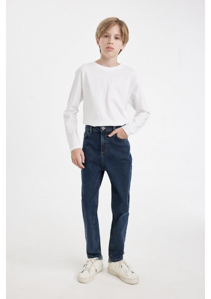 Erkek Çocuk Carrot Fit Düz Paça Cepli Jean Pantolon C5719A824WN fırsatları