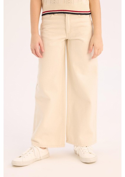 Kız Çocuk Wide Leg Geniş Paça Pamuklu Pantolon D7098A825SM fırsatları