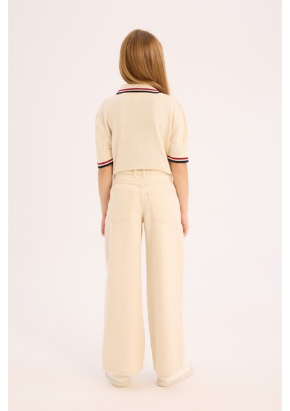 Kız Çocuk Wide Leg Geniş Paça Pamuklu Pantolon D7098A825SM indirimleri