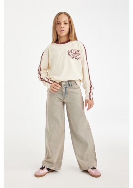 Kız Çocuk Wide Leg Geniş Bol Paça Cepli Jean Pantolon D7178A824WN fiyatları