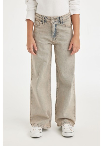 Kız Çocuk Wide Leg Geniş Bol Paça Cepli Jean Pantolon D7178A824WN indirimleri