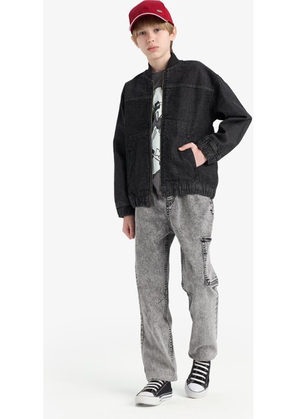 Erkek Çocuk Jogger Fit Esnek Bantlı Paça Jean Pantolon D6554A825SP modelleri