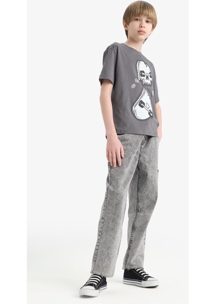 Erkek Çocuk Jogger Fit Esnek Bantlı Paça Jean Pantolon D6554A825SP fırsatları