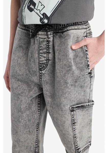 Erkek Çocuk Jogger Fit Esnek Bantlı Paça Jean Pantolon D6554A825SP