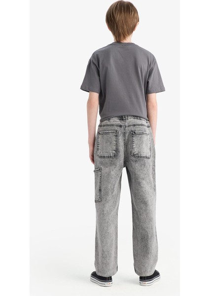 Erkek Çocuk Jogger Fit Esnek Bantlı Paça Jean Pantolon D6554A825SP