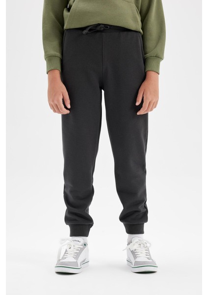 Erkek Çocuk Antrasit Beli Paçası Lastikli Cepli Basic Düz Jogger Okul Eşofman Altı K8852A624AU fırsatları