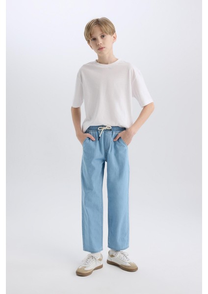 Erkek Çocuk Straight Fit Düz Paça Basic Düz Jean Pantolon B5740A825SM