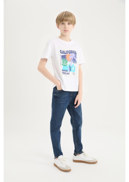 Erkek Çocuk Slim Fit Dar Kesim Düz Paça Basic Düz Jean Pantolon D6649A825SM fiyatları