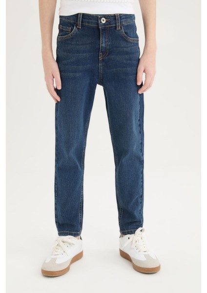 Erkek Çocuk Slim Fit Dar Kesim Düz Paça Basic Düz Jean Pantolon D6649A825SM fırsatları